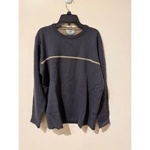 Horny Toad Mens XL Merino Wool Sweater Gray Striped Crew Neck Long Sleeve Knit‎